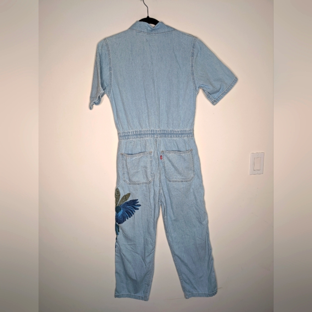 FARM Rio Light Blue Denim Jumpsuit with Parrot Print - Picture 8 of 8
